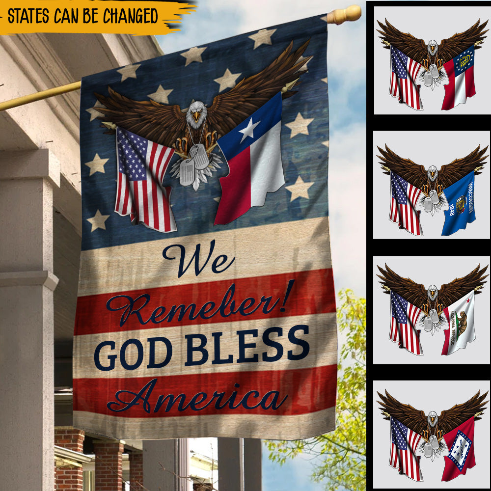 Veteran Custom Flag We Remember God Bless America Personalized Gift for Memorial Day