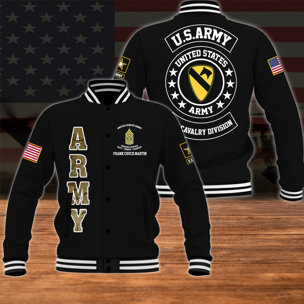 Army Veteran Custom Baseball Jacket Honor Duty Country Personalized Gift