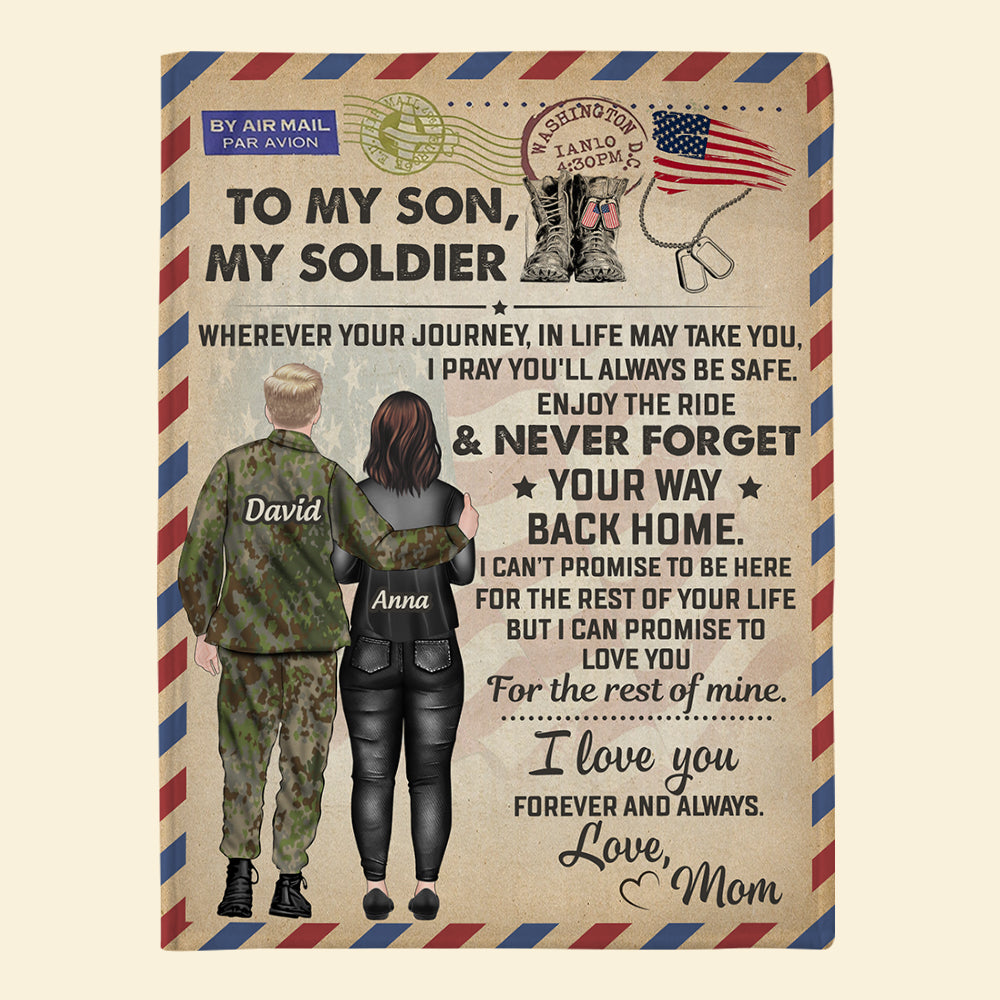 To My Soldier Custom Blanket Letter Personalized Gift