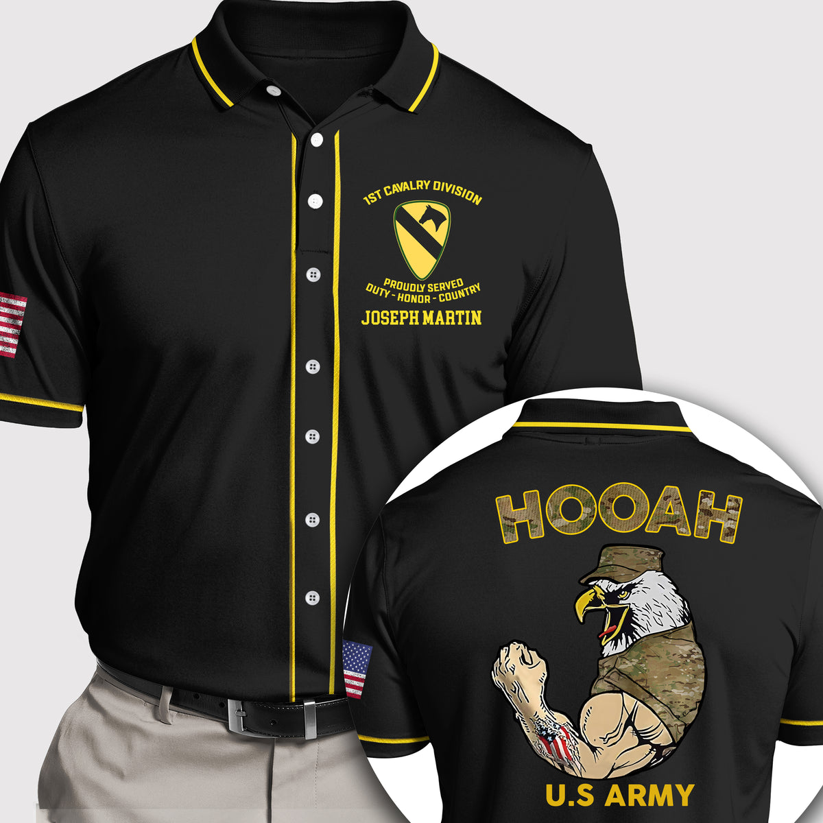 Army Veteran Custom Polo Shirt Proudly Served Personalized Gift