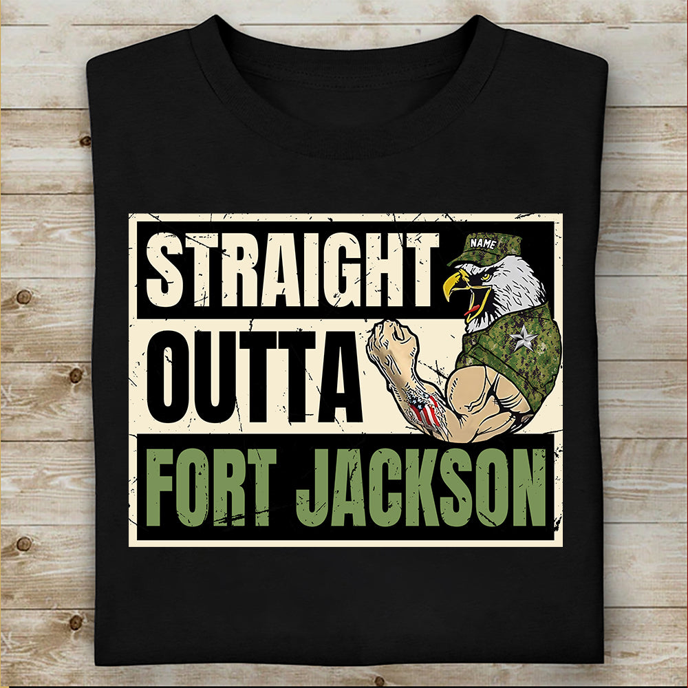 Veteran Custom Shirt Straight Outta Military Base Personalized Gift