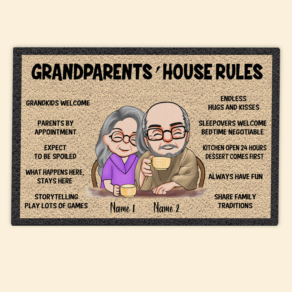 Grandparents Custom Doormat House Rules Personalized Gift