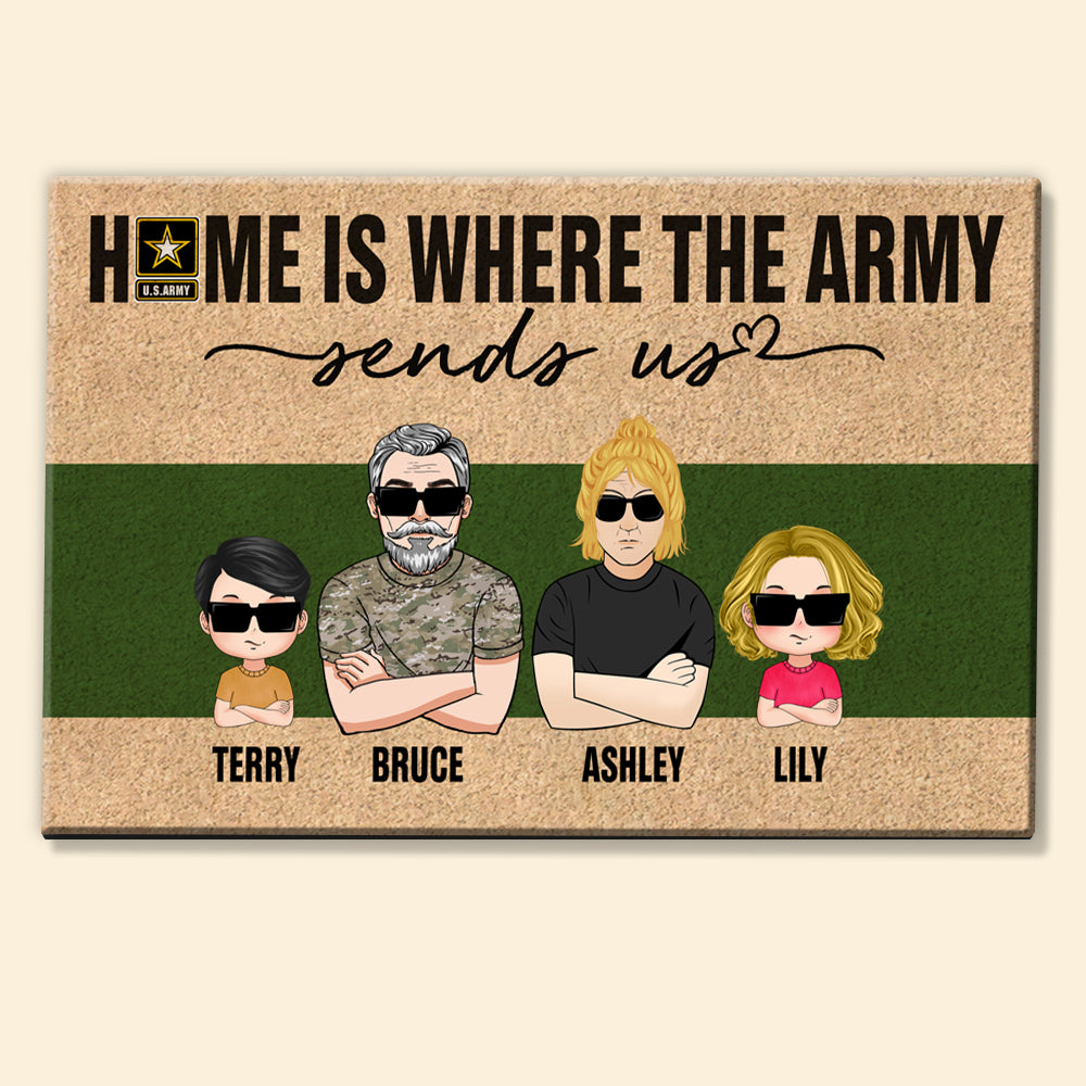 Veteran Custom Doormat Home Is Where The Army Sends Us Personalized Gift