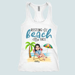 Bestie Custom Tank Top Resting Beach Face Personalized Best Friend Gift