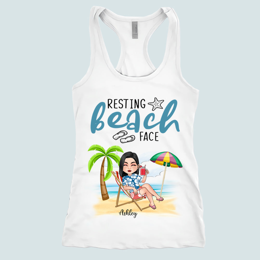 Bestie Custom Tank Top Resting Beach Face Personalized Best Friend Gift