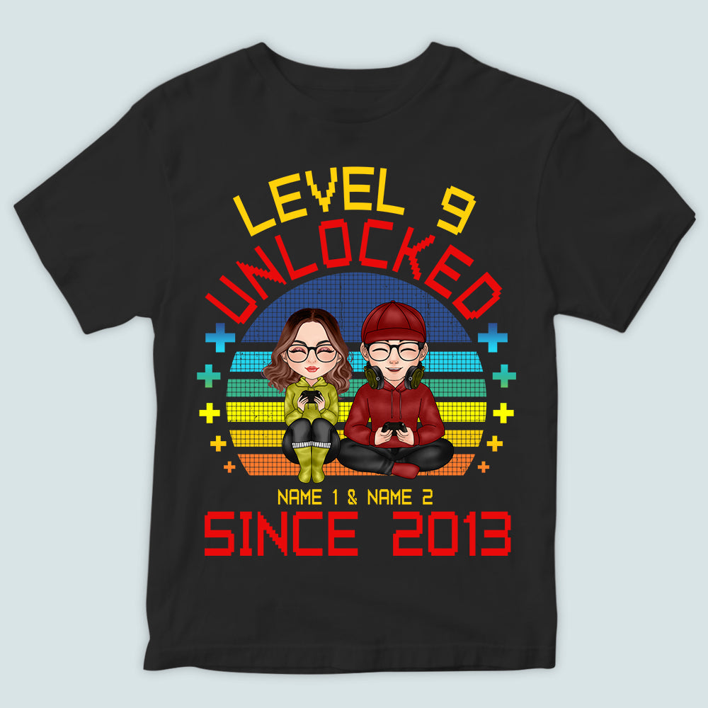 Gamer Couple Custom Shirt Level Unlocked Together Since Personalized Gift