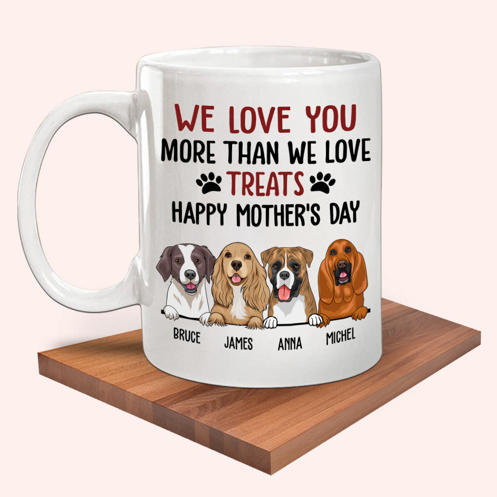 Dog Mom Custom Mug I Love You More Than Treats Personalized Gift