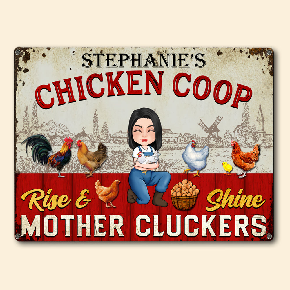 Chicken Coop Custom Metal Sign Rise And Shine Mother Cluckers Personalized Gift