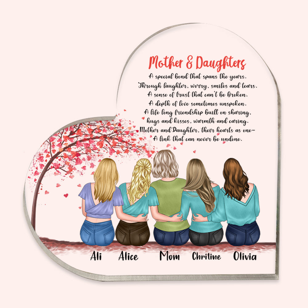Mother Daughter Custom Heart Shaped Acrylic Plaque It's A Special Bond Personalized Gift
