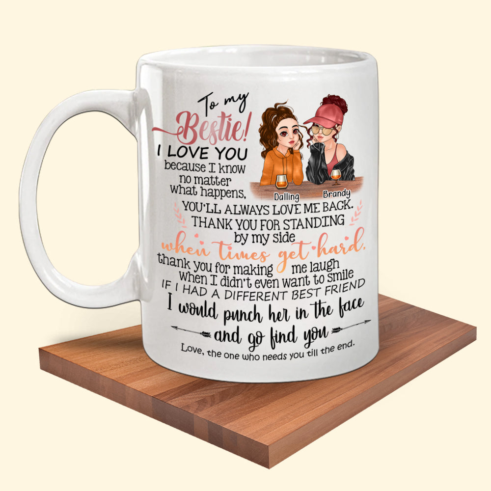 Bestie Custom Mug Thanks For Standing By My Side Personalized Best Friend Gift