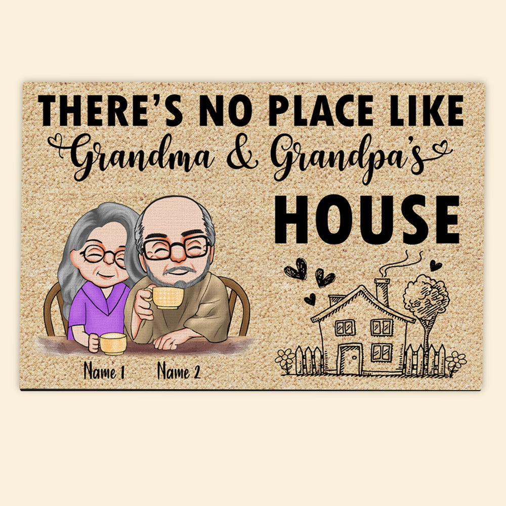 Grandparent Custom Doormat There's No Place Like Grandma And Grandpa's House Personalized Gift