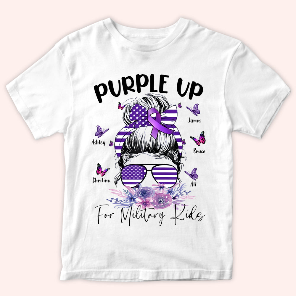 Veteran Custom Shirt Purple Up For Military Kids Personalized Gift