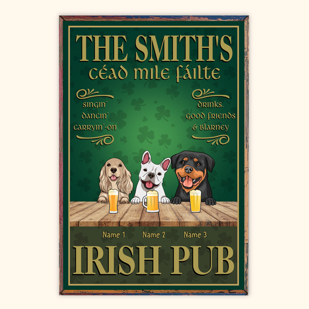 Dog Custom Poster Irish Pub Cead Mile Failte Patrick's Day Personalized Gift