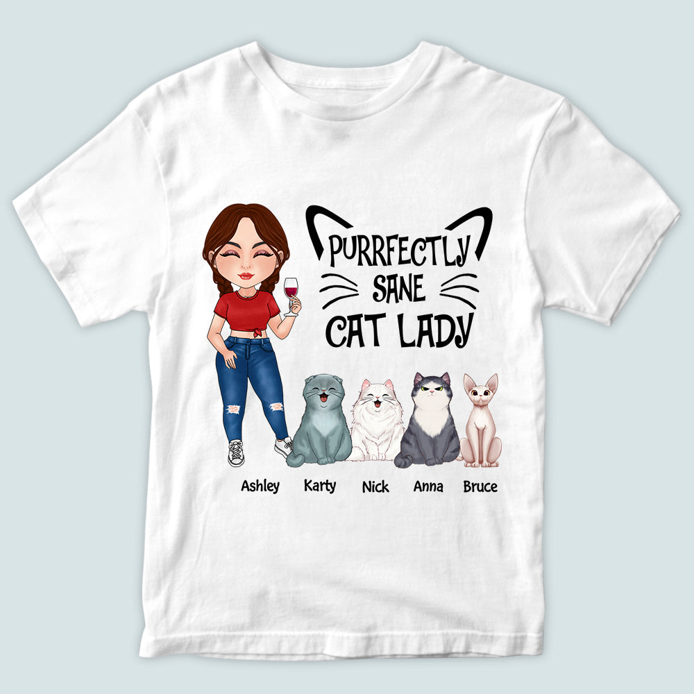 Cat Mom Custom Shirt Purrfectly Sane Cat Lady Personalized Gift