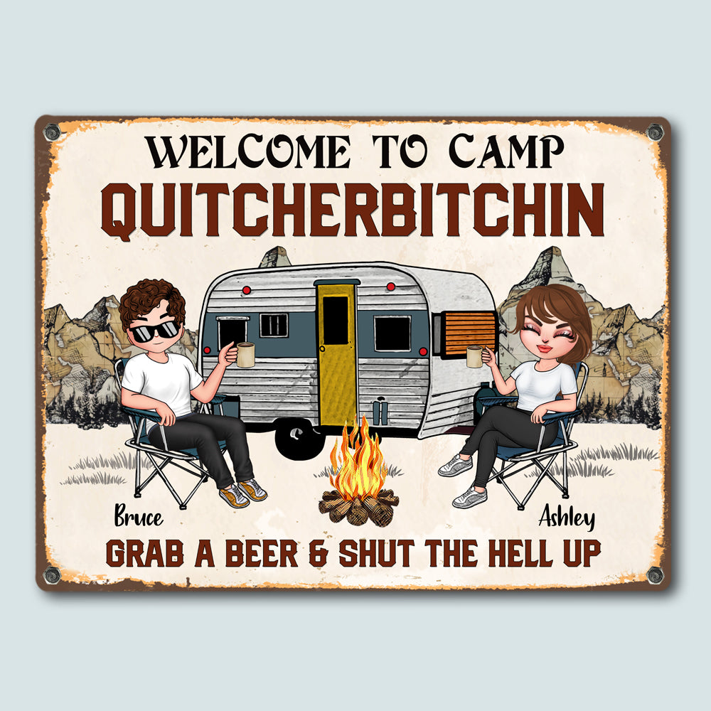 Camping Custom Metal Sign Welcome To Camp Quitcherbitchin Personalized Gift