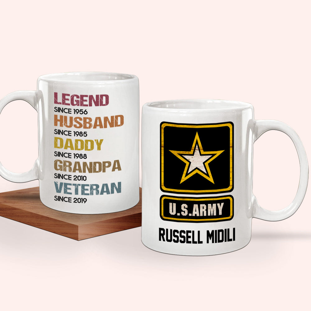Veteran Custom Mug Legend Husband Daddy Grandpa Veteran Personalized Gift For Father's Day