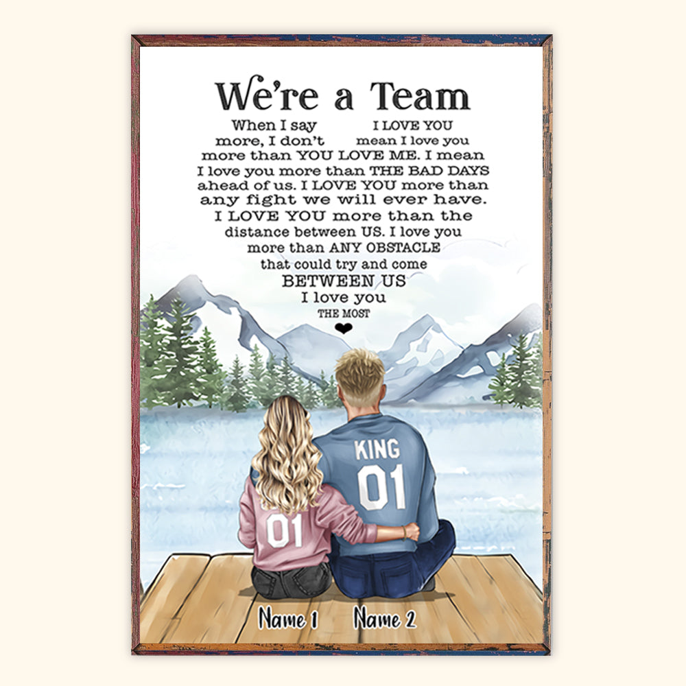 Couple Custom Poster We're A Team I Love You The Most Personalized Anniversary Gift For Her Him