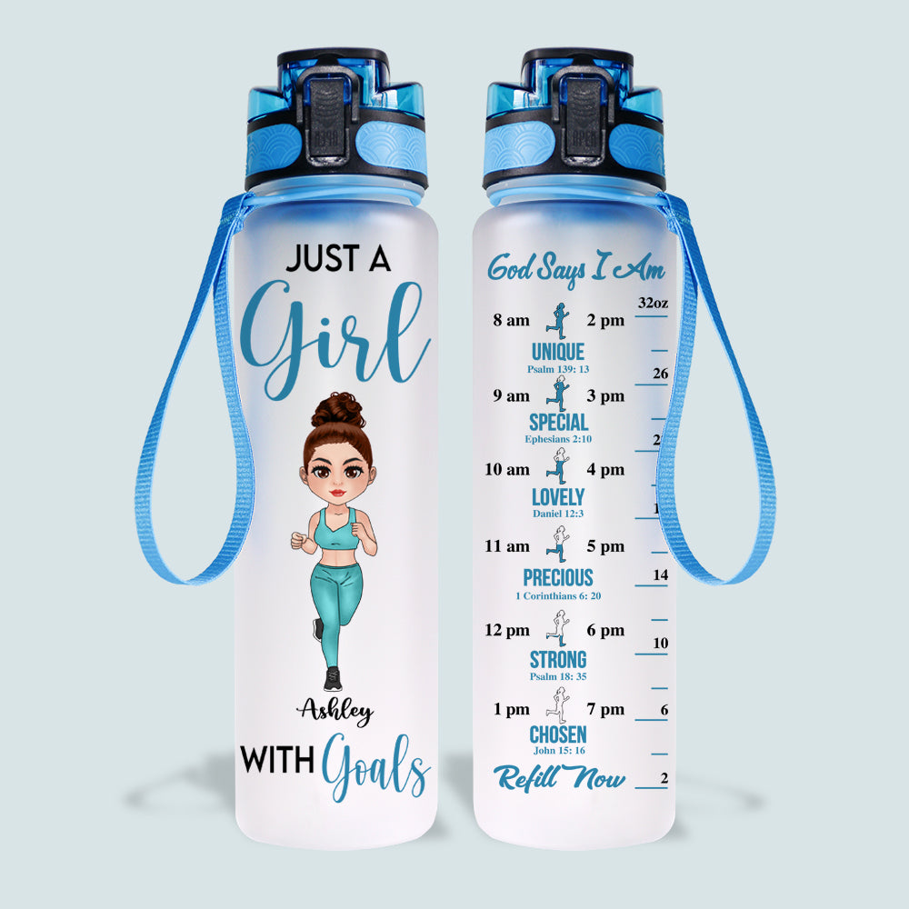 Running Girl Custom Tracker Bottle Just A Girl With Goals Personalized Gift