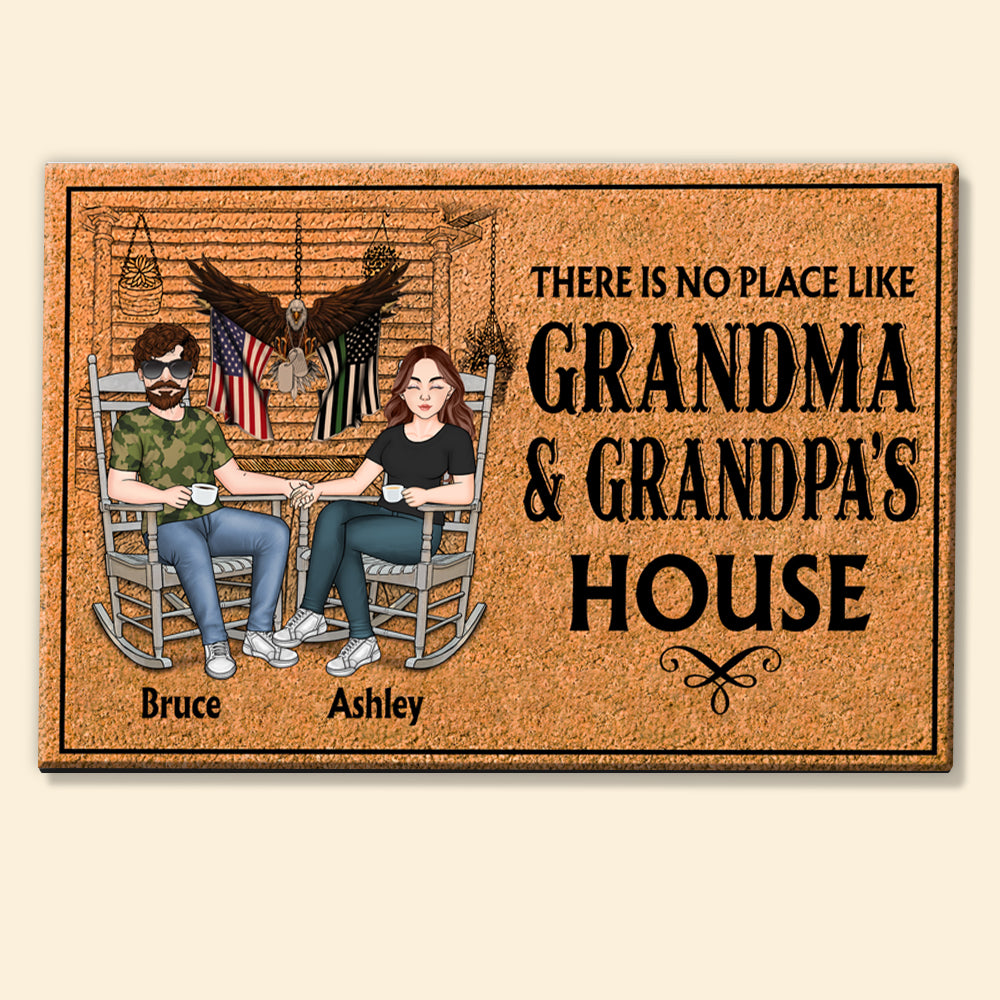 Veteran Custom Doormat There Is No Place Like Grandpa & Grandma's House Personalized Gift for Father's Day