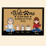 Cat Custom Doormat Welcome To Our Home The Human Just Live Here With Us PErsonalized Gift