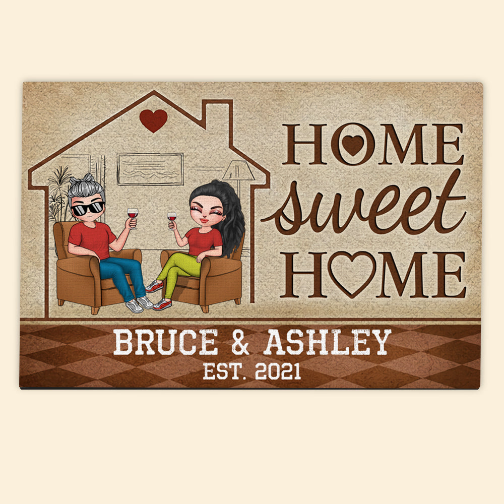 Couple Custom Doormat Home Sweet Home Personalized Gift