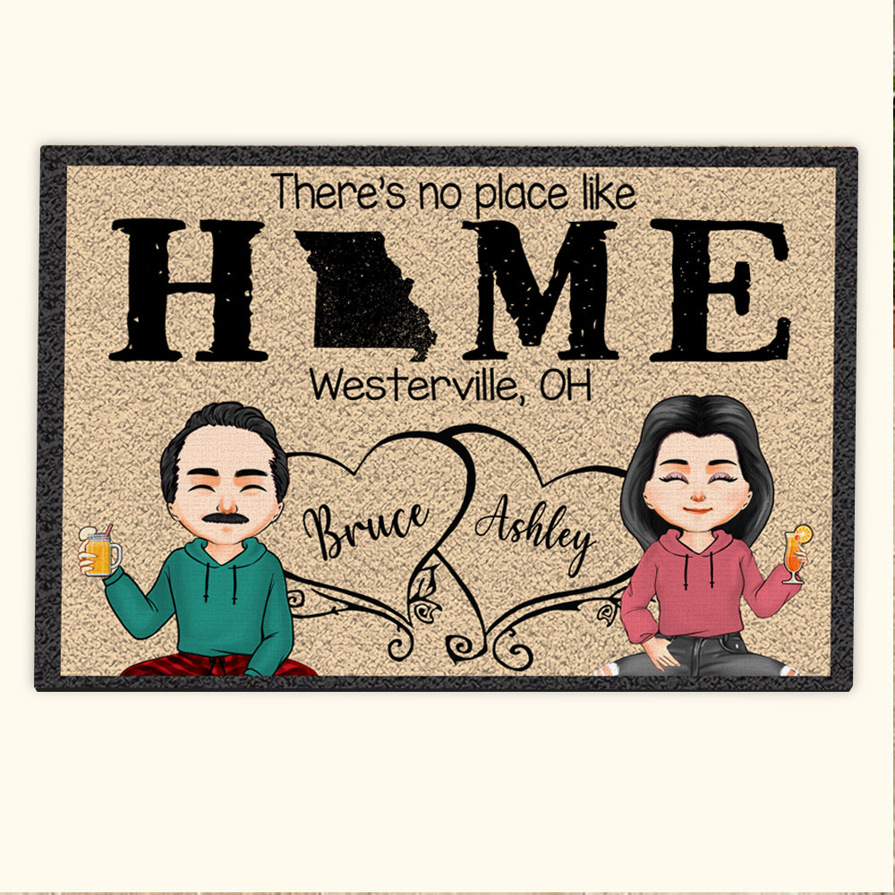 Couple Custom Doormat There's No Place Like Home State Of Love Personalized Gift