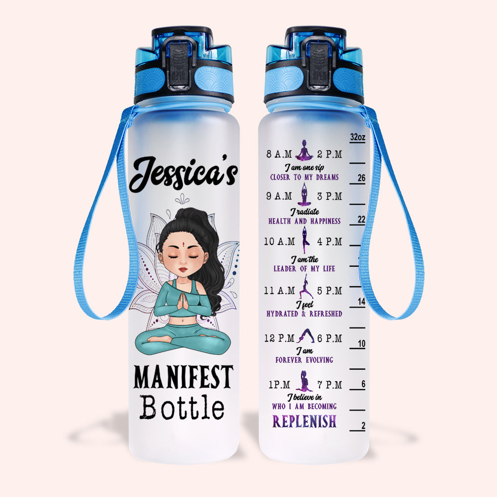 Yoga Custom Tracker Bottle Manifest Bottle Personalized Gift