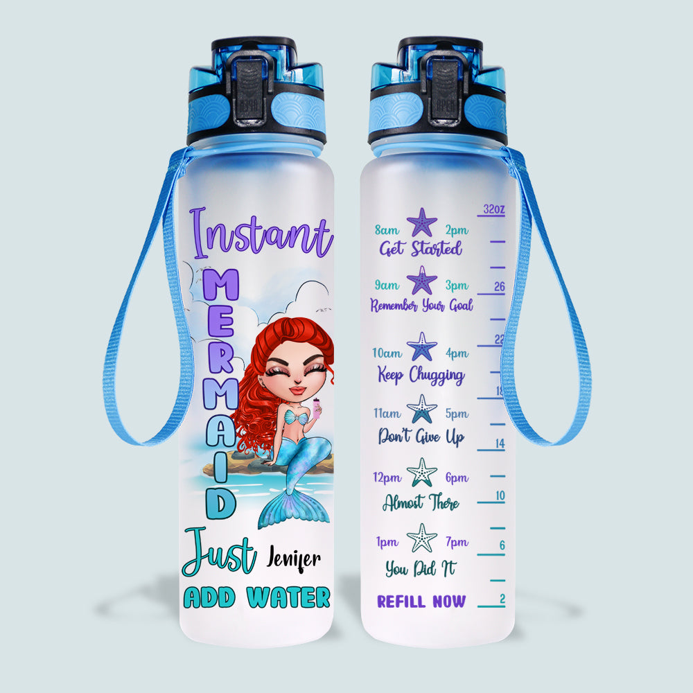 Mermaid Custom Tracker Bottle For Instant Mermaid Add Water Personalized Gift