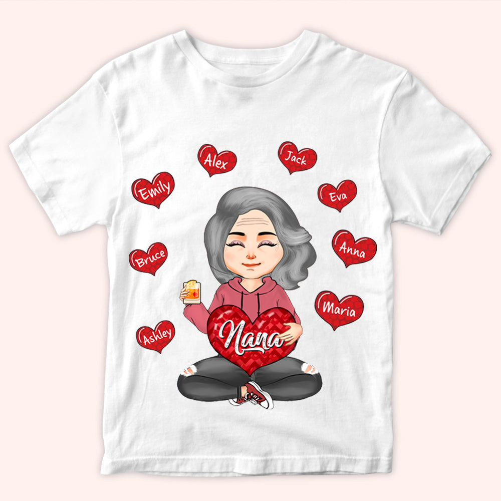 Grandma Custom Shirt With Grandkids Name Valentine Personalized Gift