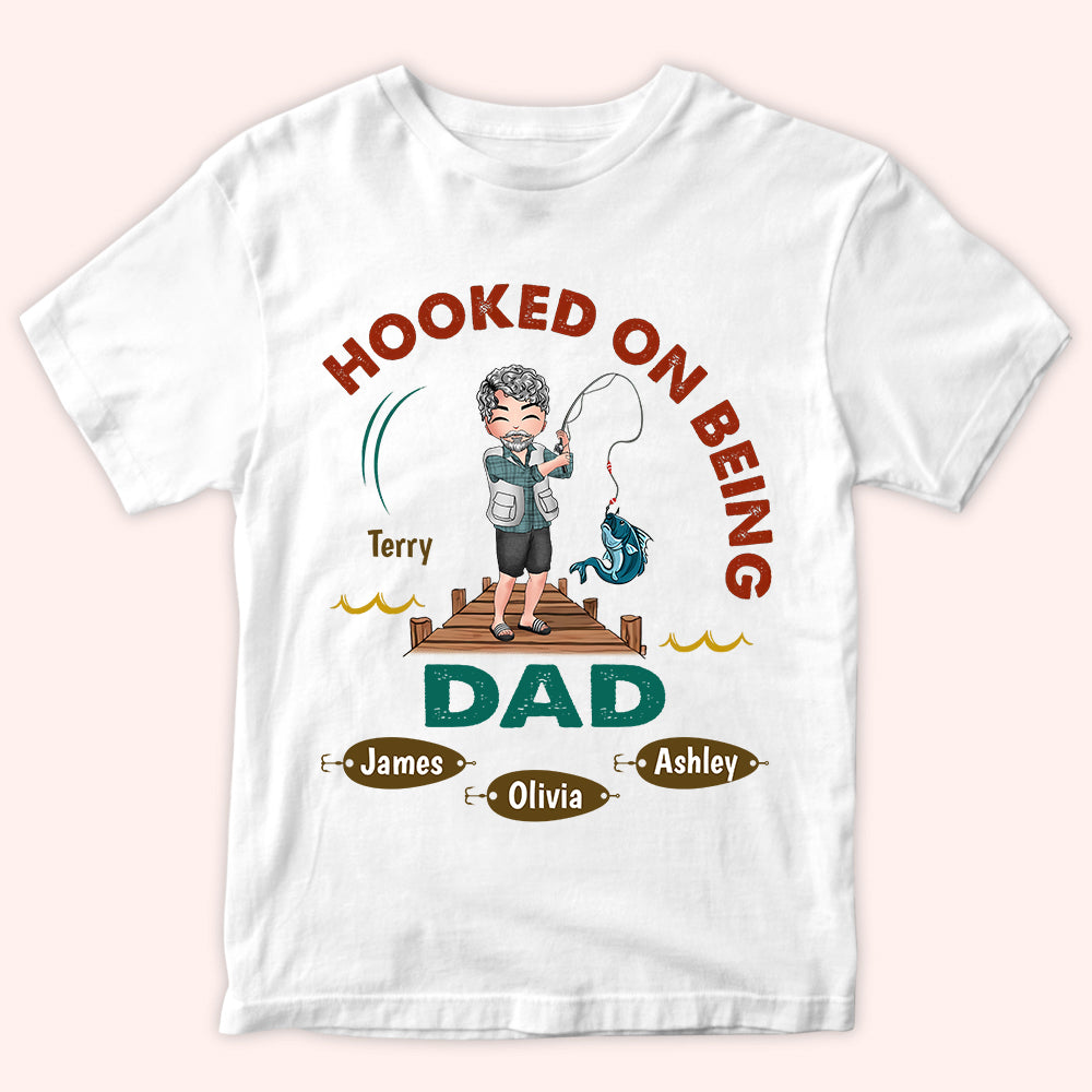 Fishing Custom Shirt Hooked On Being Grandpa Personalized Gift For Father