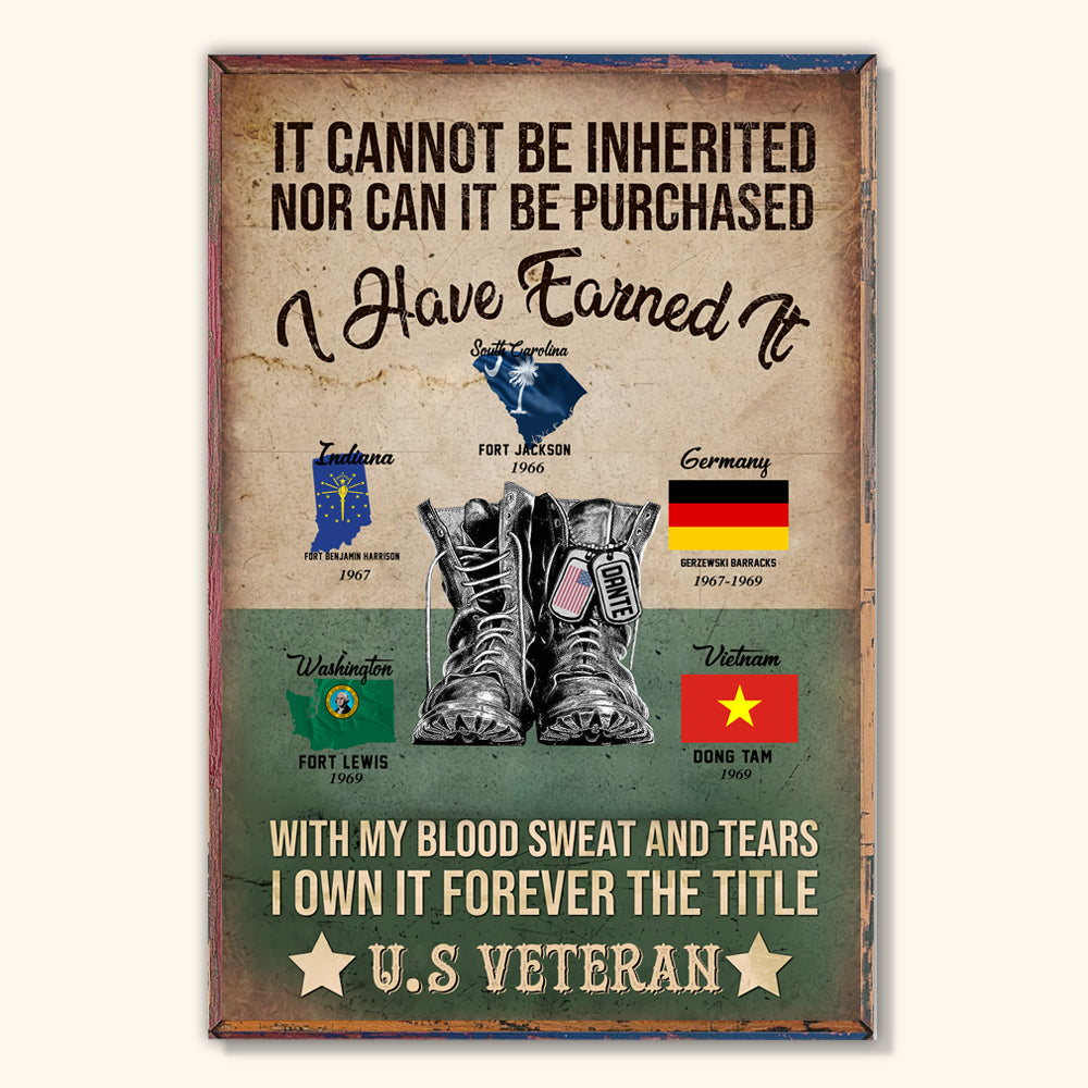 Veteran Custom Poster It Cannot Be Inherited Forever The Title Veteran Personalized Gift