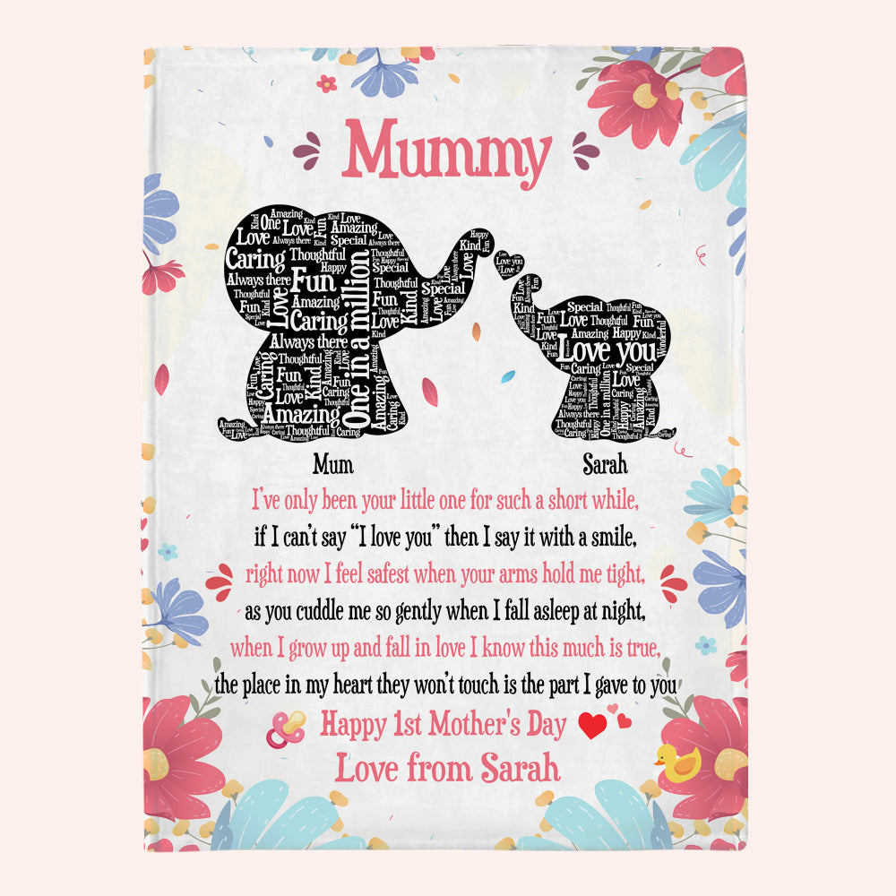 First Mother's Day Custom Blanket Elephant I've Only Been Your Little such A Short While Personalized Gift
