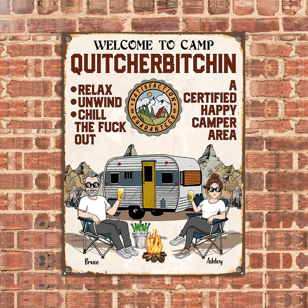 Camping Custom Metal Sign Camp Quitcherbitchin Chill The Fuck Out Personalized Gift