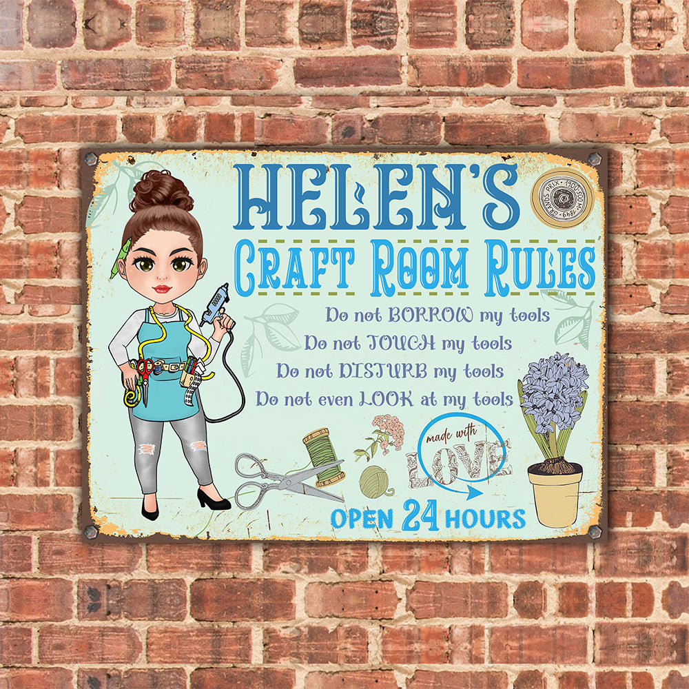 Craft Room Rules Custom Sign Do Not Touch My Tools Personalized Gift
