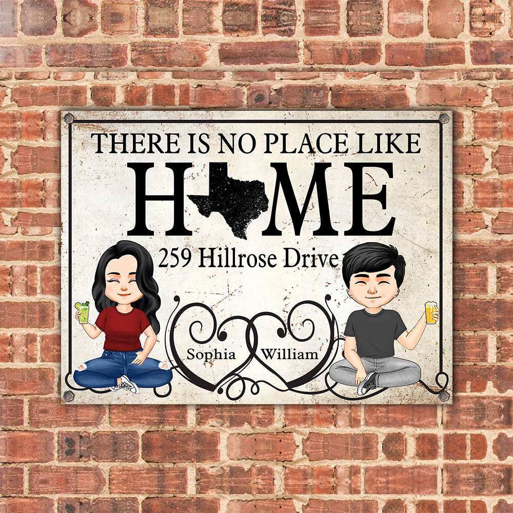 Married Couple Custom Metal Sign There's No Place Like Home State Personalized Gift