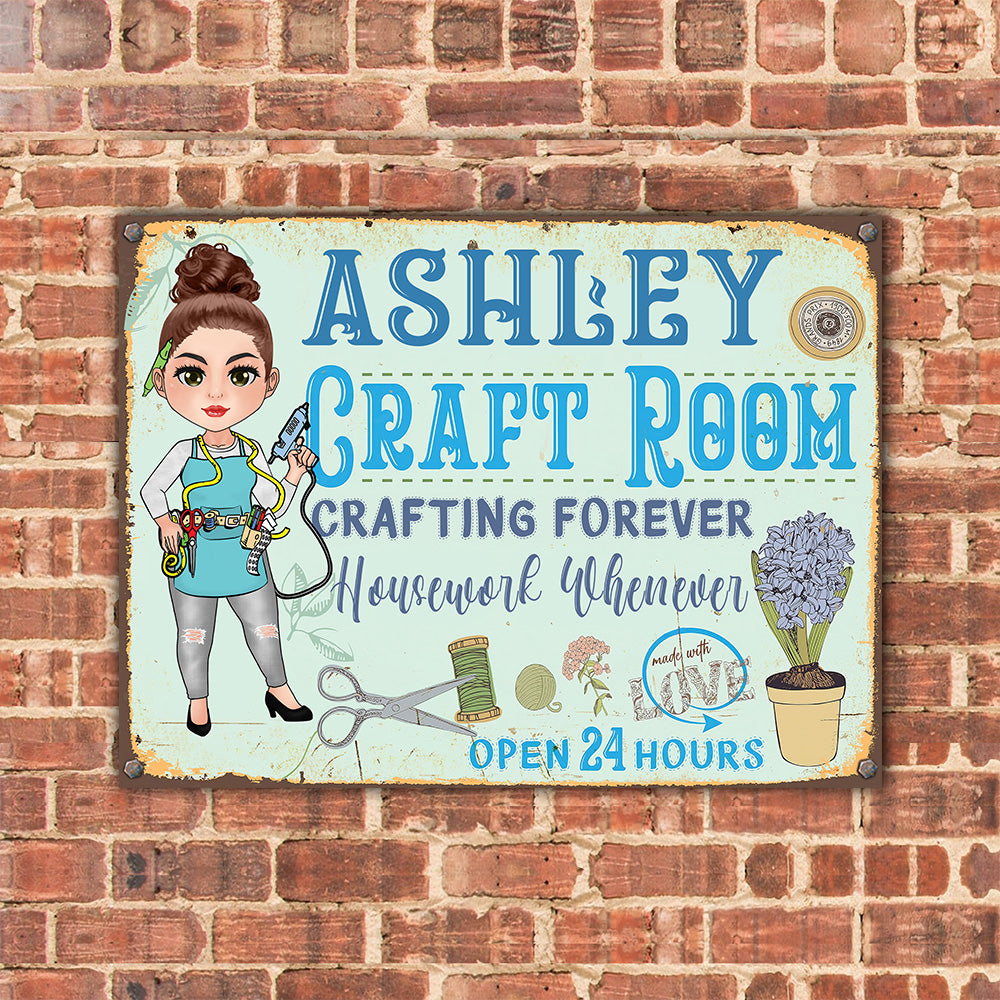 Craft Room Custom Metal Sign Crafting Forever Housework Whenever Personalized Gift