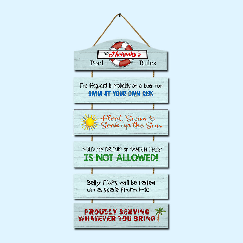 Pool Custom Wooden Sign Family Pool Rules Personalized Gift