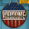 4th July Custom Wooden Sign Independence Day Welcome Personalized Gift