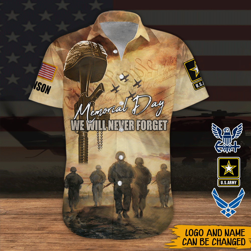 Veteran Custom Men Shirt Memorial Day We Will Never Forget Personalized Gift