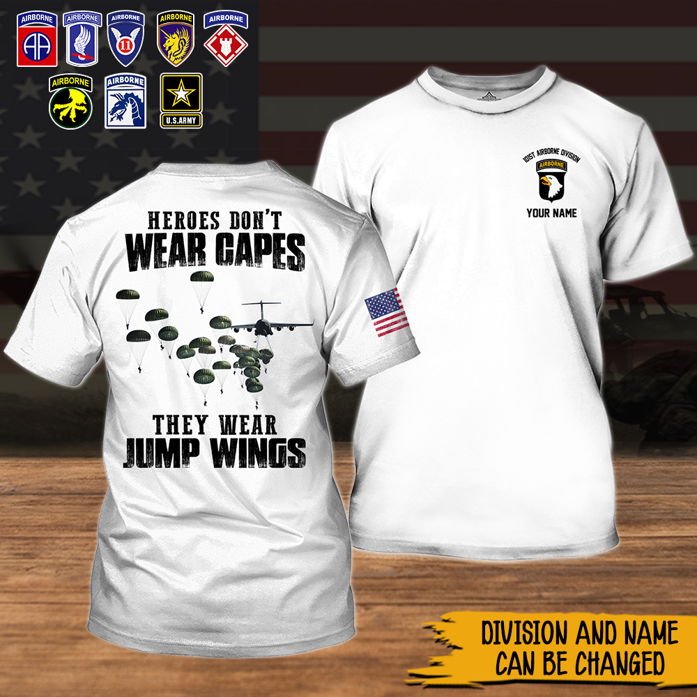 AirBonre Veteran Custom All Over Printed Shirt Heroes Don't Wear Capes They Wear Jump Wings Personalized Gift