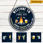 Camping Custom Wood Sign Welcome To Our Firepit Personalized Gift