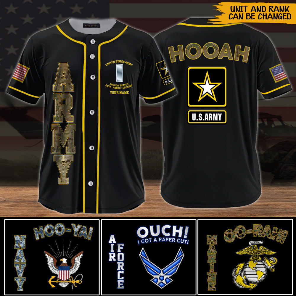 Custom Name United States Army Veteran Jersey Baseball Shirt