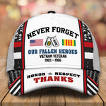Vietnam Veteran Custom Cap Never Forget Our Fallen Heroes Personalized Gift