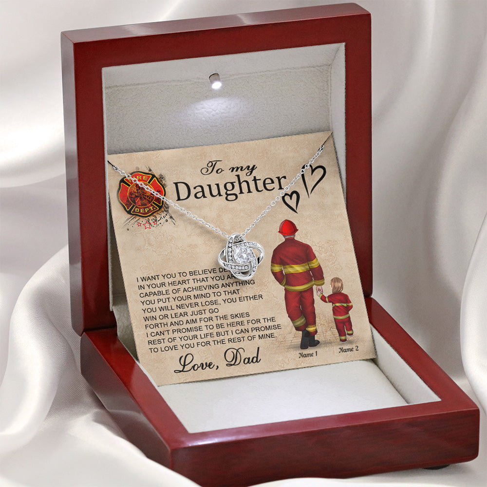 Firefighter Custom Love Knot Necklace You're Capable Of Achieve Anything Personalized Gift