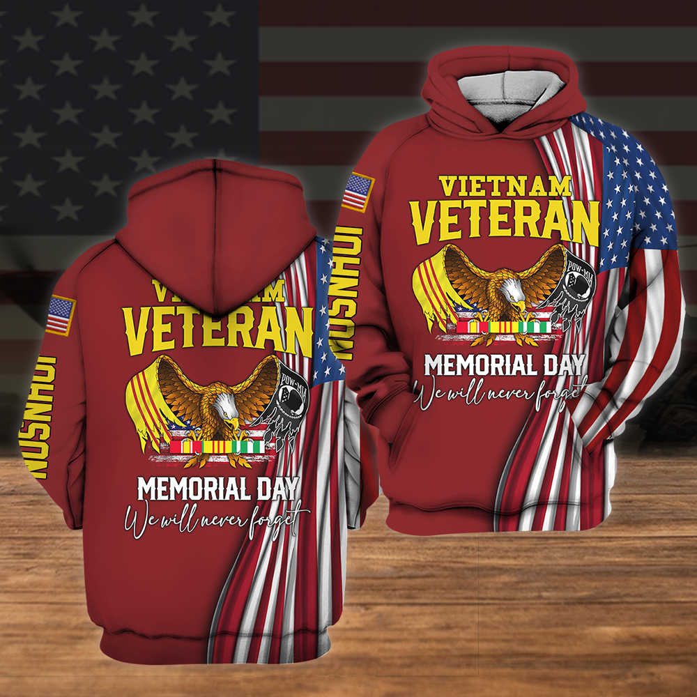 Vietnam Veteran Custom All Over Printed Shirt We Will Never Forget Personalized Gift for Memorial Day