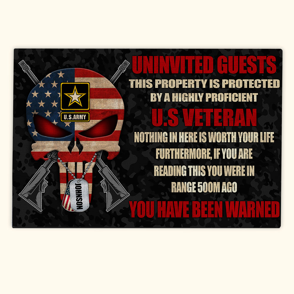 Veteran Custom Doormat Warning To Uninvited Guests Personalized Gift