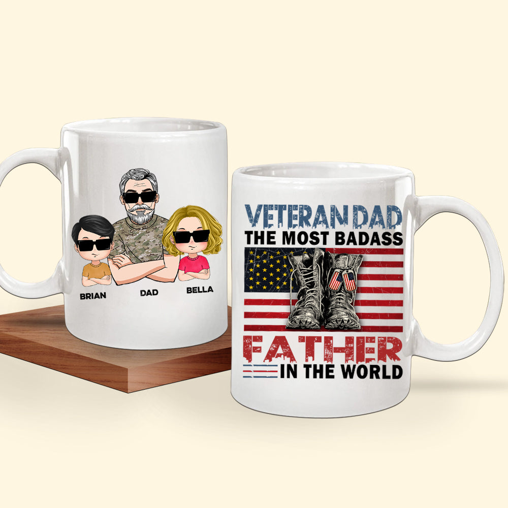 Veteran Custom Mug The Most Badass Father In The World Personalized Gift