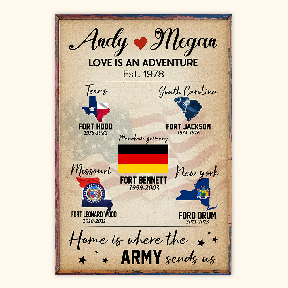 Military Couple Custom Poster Love Is An Adventure Personalized Gift