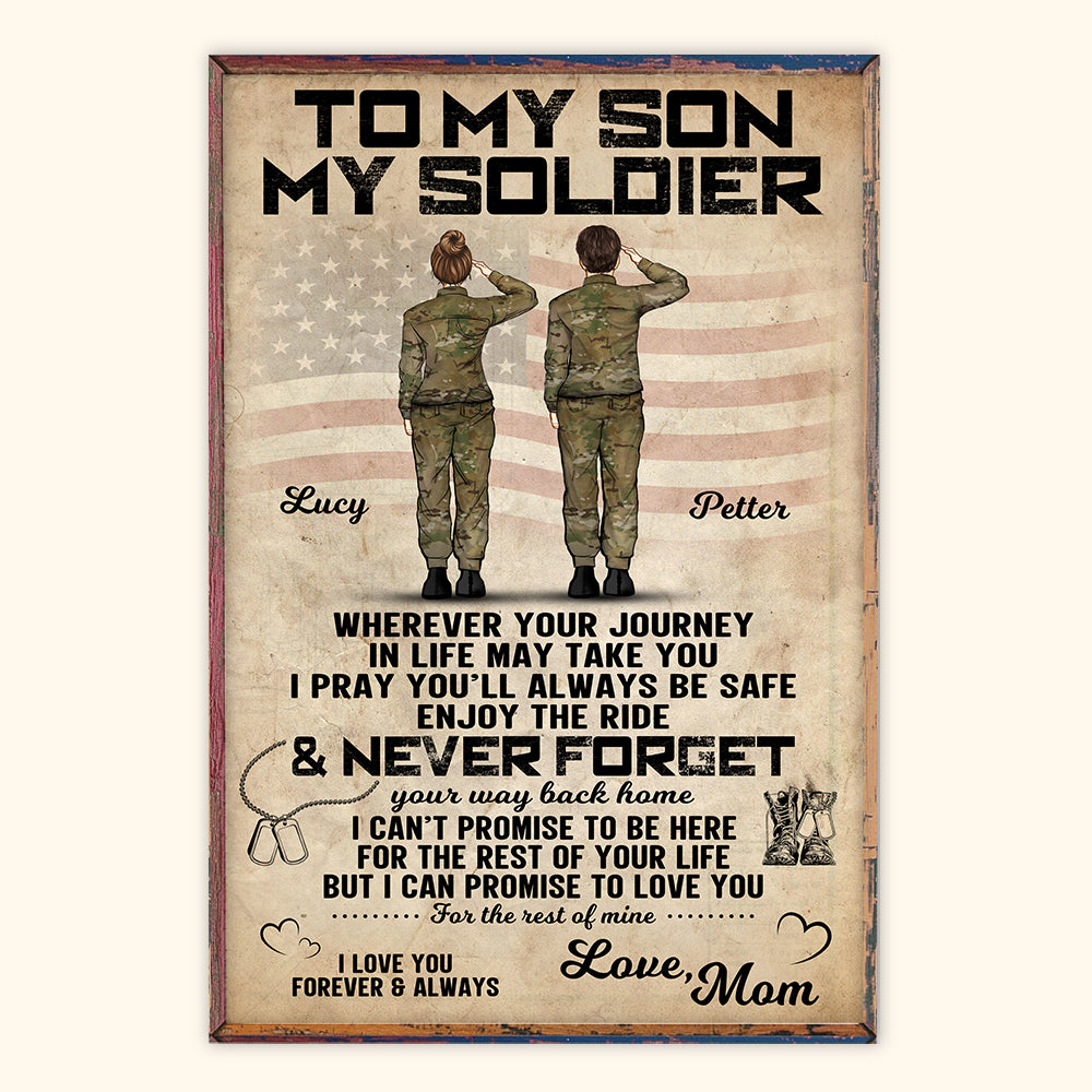 Soldier's Mom Custom Poster To My Son Personalized Gift