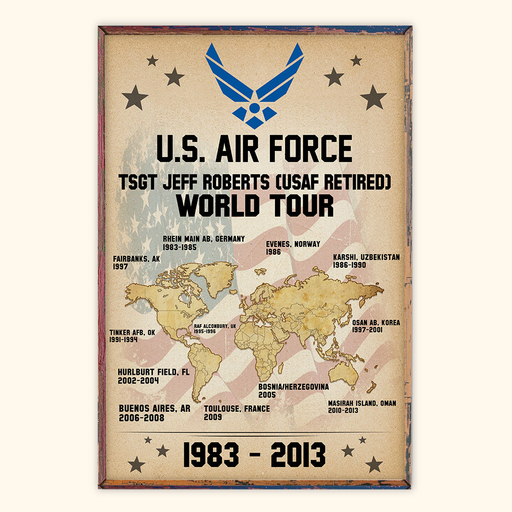 U.S Veteran Custom World Tour Poster Personalized Gift